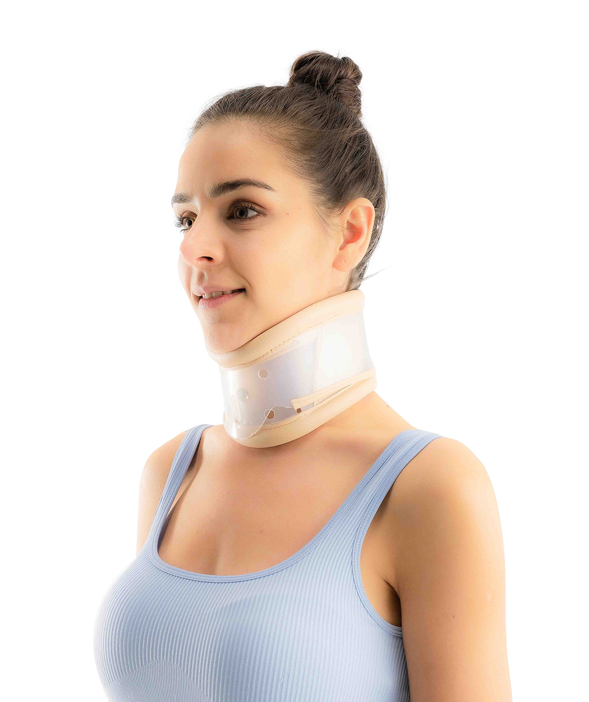 Protège-cou, éponge respirante à haute élasticité, design de courbure du  menton, protection de cou gris léger pour la fatigue du cou :  